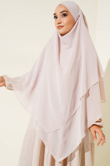 Şifon Sufle Hazır Şal Vanilya - Desenli Şal