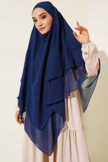 Şifon Sufle Himar Şal Lacivert - Başörtüsü