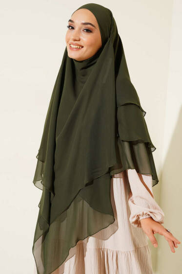 Şifon Sufle Himar Şal Haki - Başörtüsü