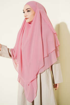 Şifon Sufle Himar Şal Pembe 