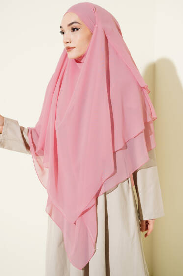 Şifon Sufle Himar Şal Pembe - Başörtüsü