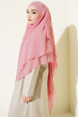 Şifon Sufle Himar Şal Pembe - Başörtüsü