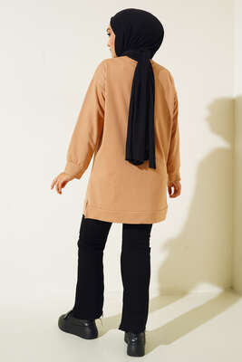 Silence is Luxury Baskılı Tunik Camel - Tunik