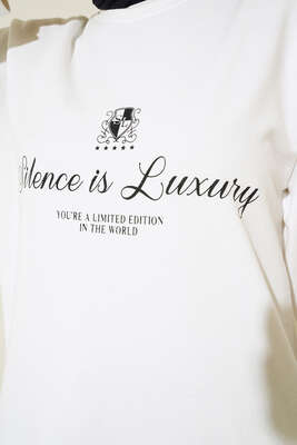 Silence is Luxury Baskılı Tunik Ekru - Tunik