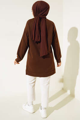 Silence is Luxury Baskılı Tunik Kahve - Tunik