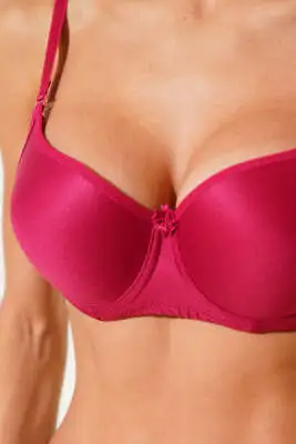 Silikonlu Düz Destekli Sütyen Bordo - Destekli / Push Up Sütyen