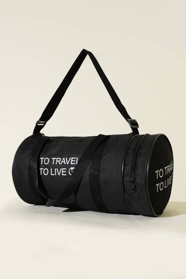 Silindir Spor Çanta Siyah - Kol Çantası