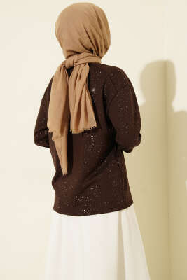 Sim Detaylı Loyşa Bluz Kahve - Bluz