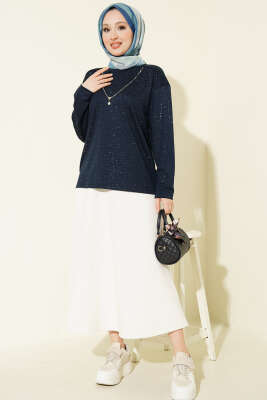 Sim Detaylı Loyşa Bluz Lacivert - Bluz