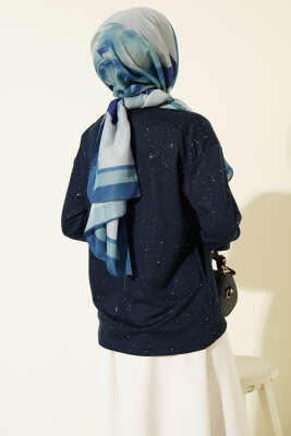 Sim Detaylı Loyşa Bluz Lacivert - Bluz