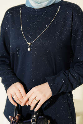 Sim Detaylı Loyşa Bluz Lacivert - Bluz
