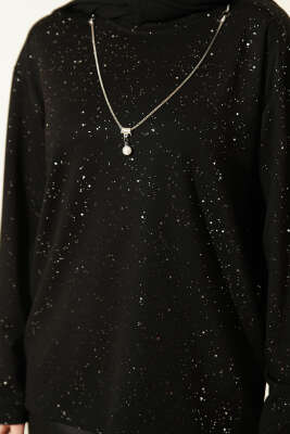Sim Detaylı Loyşa Bluz Siyah - Bluz