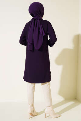 Sim Şeritli Kolyeli Tunik Mürdüm - Tunik