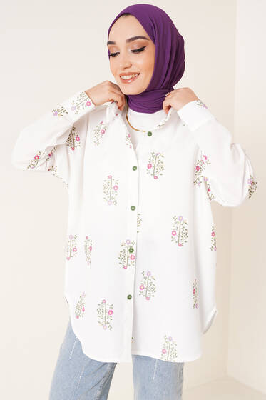 Simge Desenli Gömlek Haki - Gömlek