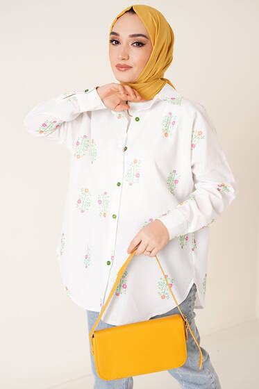 Simge Desenli Gömlek Yeşil - Gömlek