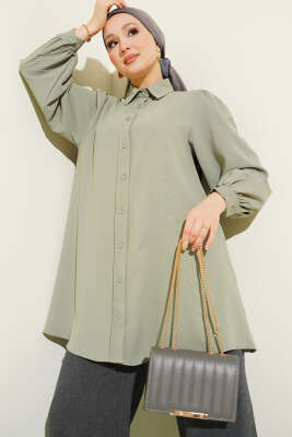 Simli Balon Kol Gömlek Çağla Yeşili - FİXAY