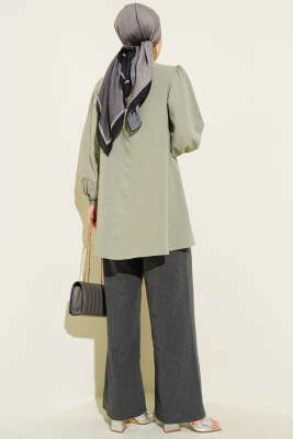 Simli Balon Kol Gömlek Çağla Yeşili - Gömlek