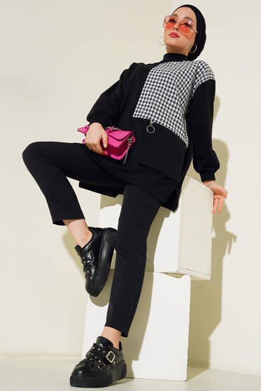 Simli Garnili Tunik Siyah - Tunik