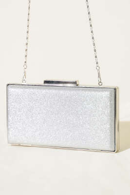 Simli Kadın Portföy Çanta Gümüş - GÜZEL ÇANTA