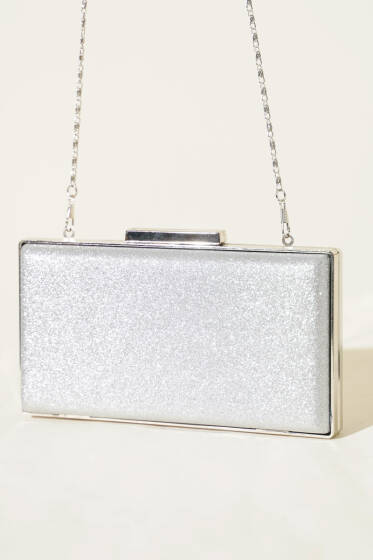 Simli Kadın Portföy Çanta Gümüş - Kol Çantası