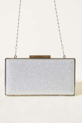 Simli Kadın Portföy Çanta Gümüş - Kol Çantası