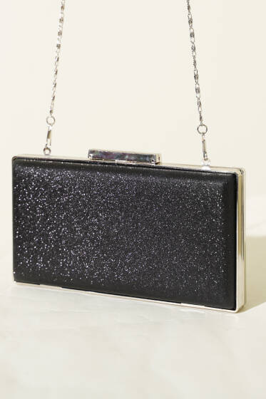 Simli Kadın Portföy Çanta Siyah - Kol Çantası