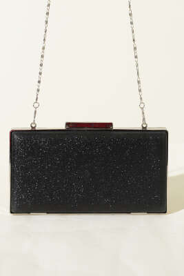 Simli Kadın Portföy Çanta Siyah - Kol Çantası