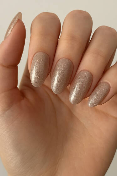 Simli Takma Tırnak Bej - Tırnak Aksesuarları