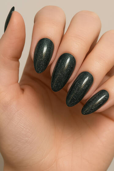 Simli Takma Tırnak Zümrüt - Tırnak Aksesuarları