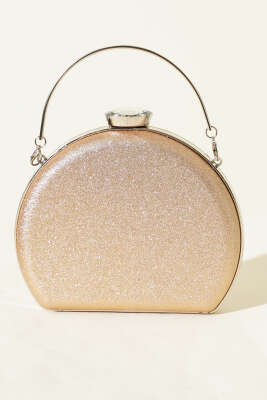 Simli Yarım Ay Model Kadın Abiye Çanta Bakır - Kol Çantası