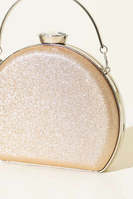 Simli Yarım Ay Model Kadın Abiye Çanta Bakır - Kol Çantası