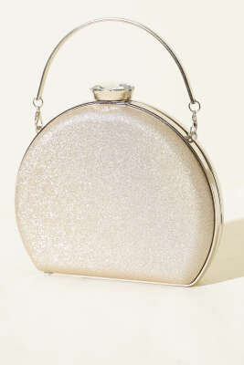 Simli Yarım Ay Model Kadın Abiye Çanta Bej - GÜZEL ÇANTA