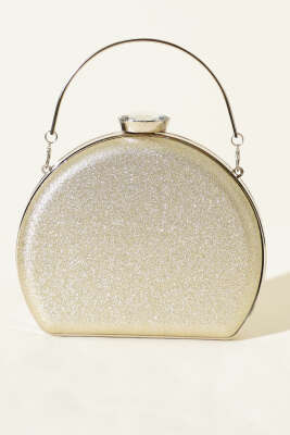 Simli Yarım Ay Model Kadın Abiye Çanta Gold - Kol Çantası