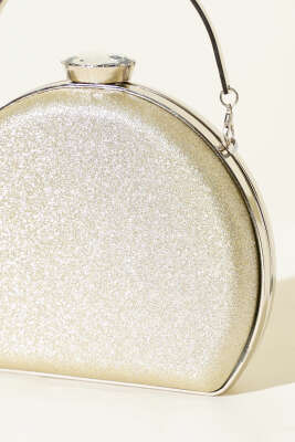 Simli Yarım Ay Model Kadın Abiye Çanta Gold - Kol Çantası