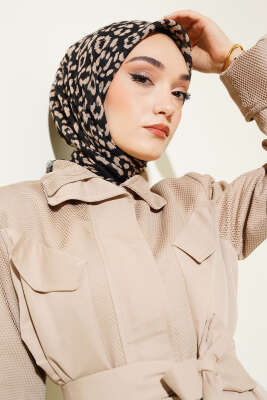 Karamel Serisi Flamu Cotton Eşarp Leopar - Başörtüsü