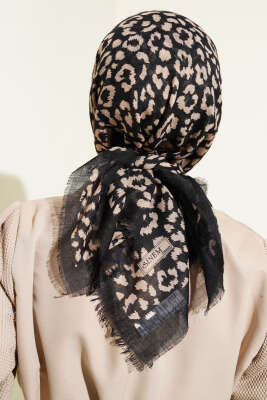 Karamel Serisi Flamu Cotton Eşarp Leopar - Başörtüsü
