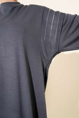 Sıra Taş Detaylı Loyşa İkili Takım Füme - İkili Takım