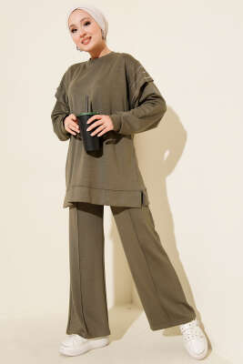 Sıra Taş Detaylı Loyşa İkili Takım Haki - İkili Takım