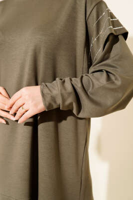 Sıra Taş Detaylı Loyşa İkili Takım Haki - İkili Takım