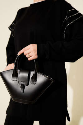 Sıra Taş Detaylı Loyşa İkili Takım Siyah - İkili Takım