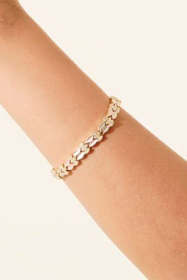 Sıra Taş Geçişli Bileklik Gold - KONYALI BİJUTERİ