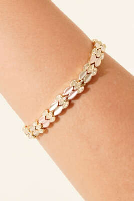 Sıra Taş Geçişli Bileklik Gold - Günün Seçilenleri