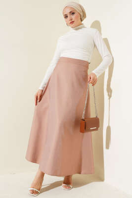 Sıra Taşlı Etek Camel - Uzun Etek