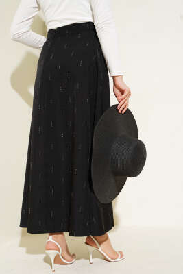 Sıra Taşlı Etek Siyah - Uzun Etek