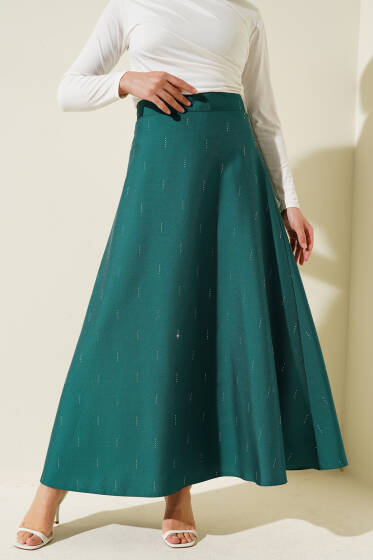 Sıra Taşlı Etek Yeşil - Etek