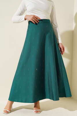 Sıra Taşlı Etek Yeşil - MUSTİ