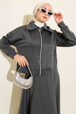 Sıra Taşlı Etekli Scuba İkili Takım Füme - İkili Takım