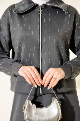 Sıra Taşlı Etekli Scuba İkili Takım Füme - İkili Takım