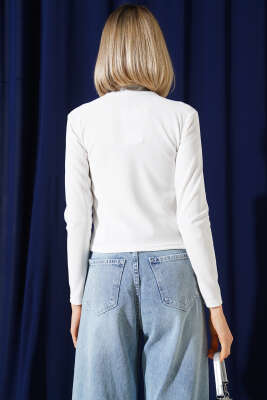 Sıra Taşlı Kaşkorse Body Beyaz - Kadın Giyim Modelleri