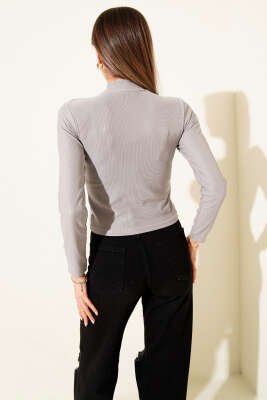 Sıra Taşlı Kaşkorse Body Gri - Kadın Giyim Modelleri